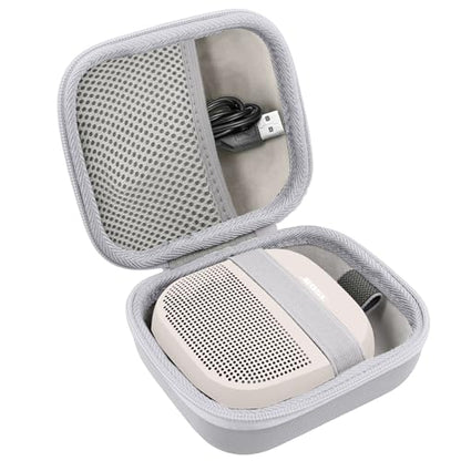 for Bose New SoundLink Micro 2nd Gen Speaker Protective Case, White | EVA Hard Shell, Soft Velvet Lining, Durable Wrist Strap, Portable Travel Bag with Carabiner, Mesh Accessory Pocket - color: White Case