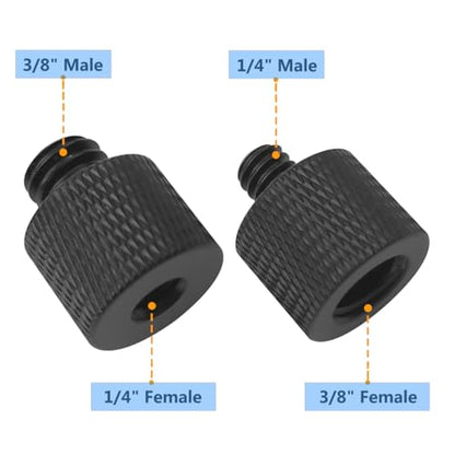 Threaded Tripod Screw Adapter Double Head Stud Standard Mounting Thread Converter 1/4" Male to 3/8" Female Adapter Set for Camera Cage Mount Light Stand Monopod Shoulder Rig Tripod,Camera Monitor