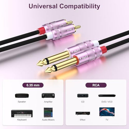 J&D RCA to 1/4 Inch Cable, Nylon Braided Audio Cable, Dual 1/4 inch TS to Dual RCA Stereo Audio Interconnect Cable, Gold Plated Audio Connector for Amplifiers, Instruments, Audio Equipment, 3 feet - size: 3 feet