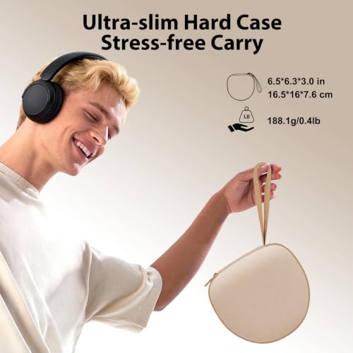 Headphone Case for JLab/Beats/TOZO/BERIBES/Picun Etc Headphones, Khaki | for JLab JBuds Lux ANC/Go Lux ANC, Beats Studio Pro/Solo 4 3,TOZO HT3,KVIDIO Etc Headphone, Hard Shell Case for Travel Home - color: Khaki