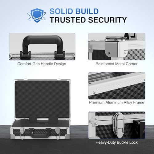 Phenyx Pro Medium Carrying Case with Customizable Pre-Diced Foam PCSE-M | Aluminum Alloy Frame, Protective Gear Storage, Single/Dual Wireless Mic Systems, Equipment Transport - size: Medium (17.1×12.6×4.1 Inch)