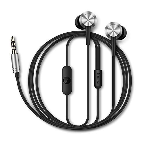 1MORE E1009-SV Piston Fit in-Ear Earphones Fashion Durable Headphones with 4 Color Options, Noise Isolation, Pure Sound, Phone Control with Mic for Smartphones/PC/Tablet, Silver - color: Silver