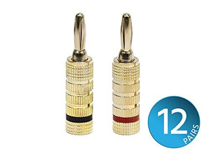 Monoprice 121821 24k Gold Plated Speaker Banana Plugs, Closed Screw Type (12 Pairs) - size: 12 Pairs