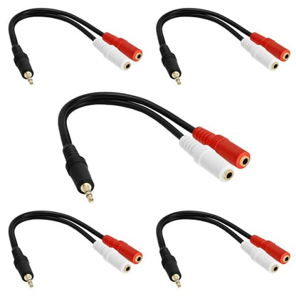 5 Pack 3.5mm Audio Stereo Y Splitter Extension Cable - 2 Ports 3.5mm Male to Female Headset Splitter Adapter - color: 3.5mm M to 2 F Stereo, size: 5 Pack