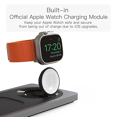 3 in 1 Wireless Charging Station for Apple Devices with MagSafe | For iPhone 17/Air/16/15/14/13/12, AirPods & Apple Watch, Foldable Portable Aluminum Charging Stand, Adapter Included - color: Black