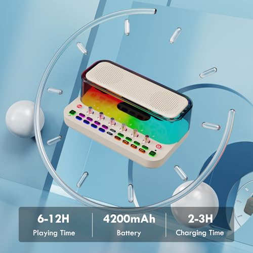 Portable Karaoke Machine with 2 Wireless Microphones, Bluetooth PA System Speaker with EQ Control, Vocal Removal, Noise Reduction, Reverb & Sound Effects, for Singing/Live Streaming/Gaming/Home Party - color: White