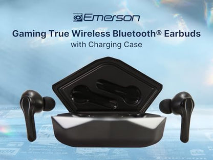 Emerson EG-1501 True Wireless Gaming Earbuds with Low-Latency Audio, Built-in Microphone, Bluetooth 5.1 Connectivity, RGB LED Lighting, and Noise-Cancellation – Perfect for Gaming and Streaming