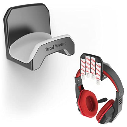 TotalMount Gaming Headset Hanger – Removable Adhesive Strips (Black) | Designed in the USA – Easy, Damage-Free Wall, Desk, or PC Mounting (Headphone Hook With Premium Silicone Cradle) - style: Premium Black