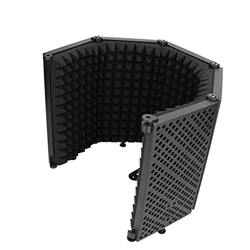 Foldable Microphone Isolation Sound Absorbing Foam Reflector for Studio Recording Equipment, Broadcasting Room ABS
