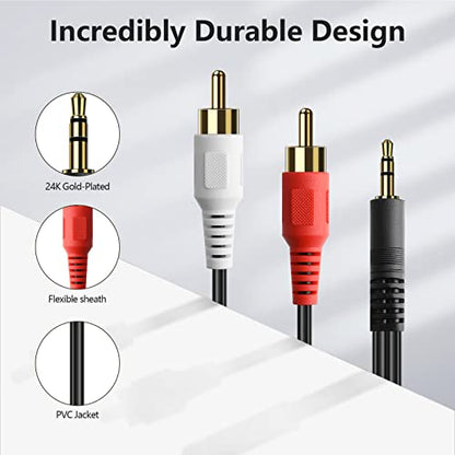 3.5mm Stereo Male to 2RCA Male (Right and Left) RCA Audio Cable (75 Feet) - size: 75 Feet