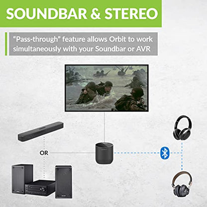 Avantree Orbit Bluetooth 5.0 Audio Transmitter for TV with 5.1 Surround Sound Passthrough Support, Class 1 Long Range, LED Display, Dual Link, 100% TV Compatibility Delivers No Lip sync Delay - style: Basic