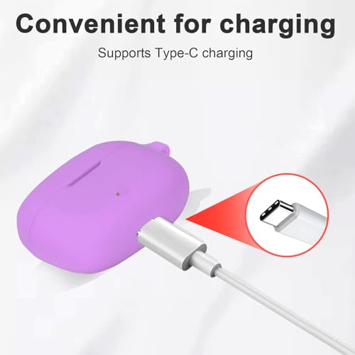 Silicone Case for JBL Vibe Beam 2, JBL Vibe Beam, JBL Vibe 200TWS True Wireless Headphones, Premium Shockproof Case Cover with Carabiner. (Purple) - color: Purple
