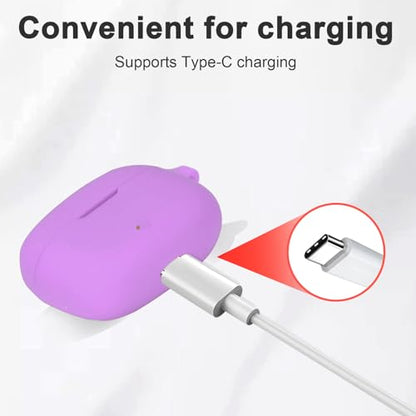 Silicone Case for JBL Vibe Beam 2, JBL Vibe Beam, JBL Vibe 200TWS True Wireless Headphones, Premium Shockproof Case Cover with Carabiner. (Purple) - color: Purple