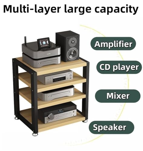 Compact Desktop Audio Rack for Amplifiers, Turntables, DVD Players, Game Consoles, Cable Boxes, Open AV Media Stand, Stereo Cabinet for Computer Desk(Small) - size: Small