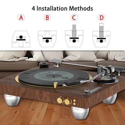 Audiocrast 4X HiFi Speaker Spike Pads Isolation Stand Feet, IF3033 Speaker Shock Absorber Resonance Cancelling Vibration Dampening Floor Protector 30x33MM with Stainless Steel Beads for Audio Gears