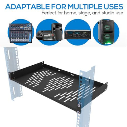 Beiyier 2PCS 1U Universal Server Rack Shelf, 10" Deep Vented Cantilever Mount Tray, for 19” Network Equipment Rack & Cabinet (Black) - size: 10“