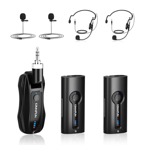 KIMAFUN Wireless 2.4G Lavalier Microphone, Lapel Mics Handheld Mic 2 in 1 | for Teaching, Teachers, Speech, Tour Guiding, Speaker, Amplifier, PA System, Broadcast, KM-G70(2TX1RX) - size: 2TX+1RX