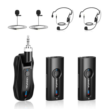 KIMAFUN Wireless 2.4G Lavalier Microphone, Lapel Mics Handheld Mic 2 in 1 | for Teaching, Teachers, Speech, Tour Guiding, Speaker, Amplifier, PA System, Broadcast, KM-G70(2TX1RX) - size: 2TX+1RX