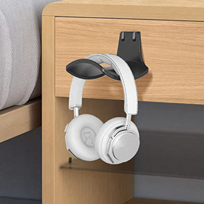 2-Pack Never Fall Headphone Hook Hanger Wall Mount Headset Holder - color: Black L(2 Pack)