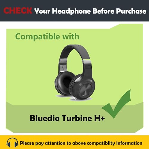 Turbine H+ Earpads Cushion Replacement for Bluedio Turbine H+ Headphone Ear Covers with Protein Leather and Memory Foam