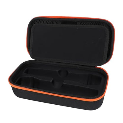 Wireless Microphone Case EVA Hard Shell Zip Closure Storage Box for Dual Mic System, Durable Carrying Bag with Handle Compatible with Receiver, Adapter, AA Battery