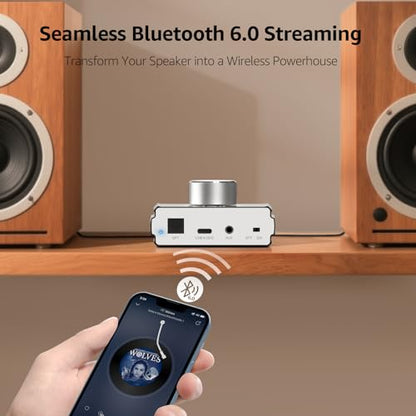 1Mii DeskRoar B75 Mini Bluetooth 6.0 Amplifier, 2.0 Channel 50W×2 HiFi Amp | USB/Optical/AUX IN, Home Audio Digital Stereo Receiver for TV/PC/Bookshelf/Desktop Speakers, 24V Power Supply