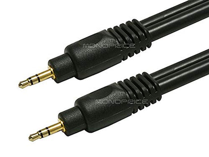 Monoprice Audio Cable - 6 Feet - Black | Premium 3.5mm Stereo Male to 3.5mm Stereo Male 22AWG, Gold Plated - size: 6 Feet