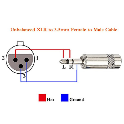 XLR to 3.5mm (1/8 inch) Stereo Microphone Cable for Camcorders, DSLR Cameras, Computer Recording Device and More - 10ft - size: 10 Feet