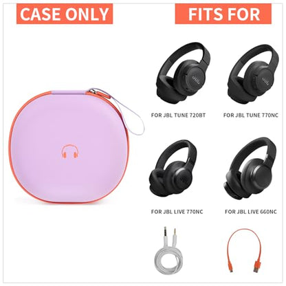 Comecase Headphone Case for JBL Tune 770NC，for JBL Live, 770NC, 660NC, 650B | Adjustable Divider, Cable Space and Carry Handle for Commuting, Gym and Travel, Students and Music Lovers, Case Only - Purple - color: Purple