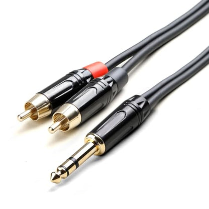 1/4 inch TRS to Dual RCA Audio Cable,Gold Plated Duty 6.35mm 1/4 inch Male TRS to 2 RCA Male Stereo Audio Y Splitter Cable (10Feet) - size: 10Feet