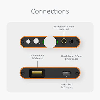 iFi Hip-dac2 - Portable Balanced DAC Headphone Amplifier for Android, iPhone with USB Input Only/Outputs: 3.5mm Unbalanced / 4.4mm Balanced – MQA Decoder - color: Orange
