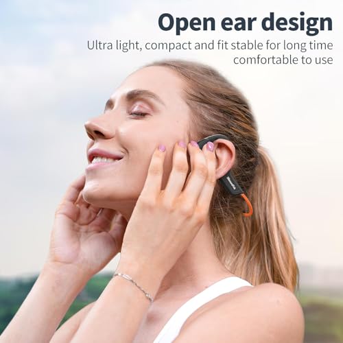 Bone Conduction Headphones,IPX7 Waterproof Wireless Bone Headphones,Open Ear Headphones Bluetooth 5.3 Built-in Mic,10H Playtime for Running,Cycling,Hiking,Gym,Workout. - color: Light Orange