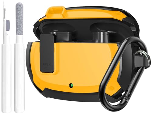Compatible with Beats Studio Buds/Buds+ Case Cover 2021/2023, [Secure Lock] Cool Beats Studio Buds Plus Protective Shell Men Women with Keychain for New Beats Studio Ear Buds Case Yellow[CASE ONLY] - color: Black/Yellow
