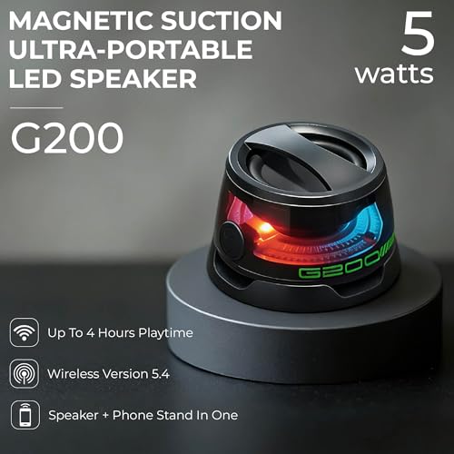 G200 Magnetic Bluetooth Speaker with RGB Lights | Compact design, strong magnetic mount, colorful RGB lighting, TWS stereo pairing, for travel, home, and outdoor use. - color: Black 2 piece