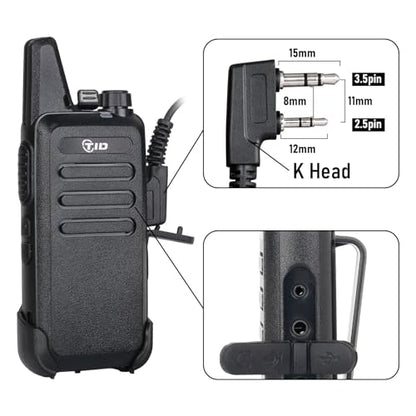 TIDRADIO Walkie Talkie Earpiece with Mic 2 Pin Acoustic Tube Headset TD-M8s TD-V2 TD-H3 TD-H8 H-777 RT21 RT22 RT68 Baofeng UV-5R Mini BF-F8HP 5RM UV-5G UV-32 DM-32 GM21 2 Way Radio-2 Pack - style: 2 Pack Acoustic Tube Earpiece