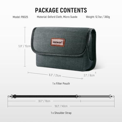 NEEWER Camera Lens Filter Case with Water Resistant Hard Shell, 6 Soft Pockets, Shoulder Strap, Pro Photography Filter Bag Storage Pouch for 4''x 4'', 4''x 5.65'' Square, 95mm Circular Filters, PB025 - style: Pb025