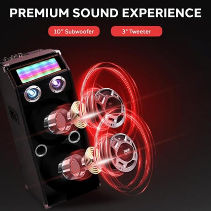 Pyle Wireless Active PA Speaker System - 1000W Portable High Powered Bluetooth Compatible Outdoor Sound Speaker w/ USB SD MP3 FM Radio AUX RCA LED DJ Lights - 35mm Stand Mount, Remote - color: Black