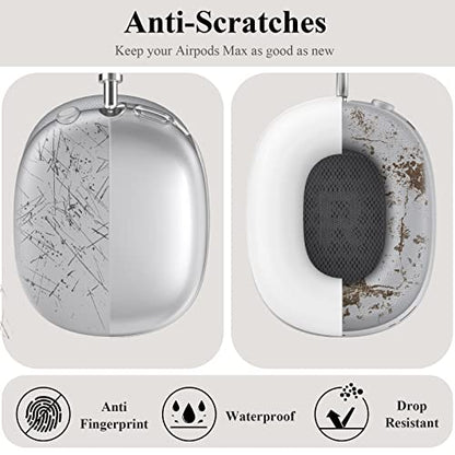 [3 in 1] for Airpods Max Case Cover, Clear Soft TPU Earcup Case Cover+Slicone Earpad Cover+Silicone Overhead Cover, Transparent Protective Case for Apple Airpods Max Accessories(Green)