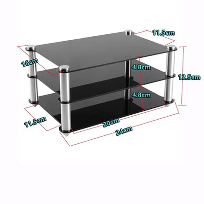Transparent HiFi Racks Desktop Media Stand, Small Audio Component Rack, Mini AV Media Storage Cabinet, Acrylic Desk Shelf Organizer Stereo Tower(Clear) - color: Clear