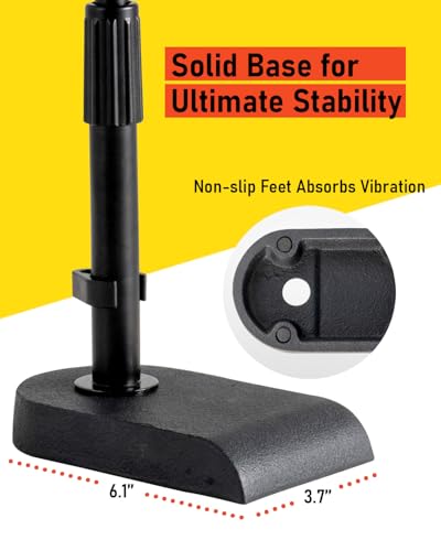 Stage Rocker Adjustable Low-profile Microphone Stand - Snare/Tom Bottom/Bass (Kick) Drum/Table Top, Adjustable Height, 15.75“ Telescoping Boom Arm, Clip-on cable holder, Powered by Hamilton (SR610111) - size: 1 Pack