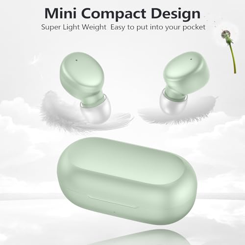 MOZOTER Mini Wireless Earbuds Bluetooth 5.3 in Ear Headphones Headsets | Light Weight,60Hrs Playtime Ear Buds with Charging Case,Smart Touch Control,Premium Sound with Deep Bass for Sport-Green - color: Green