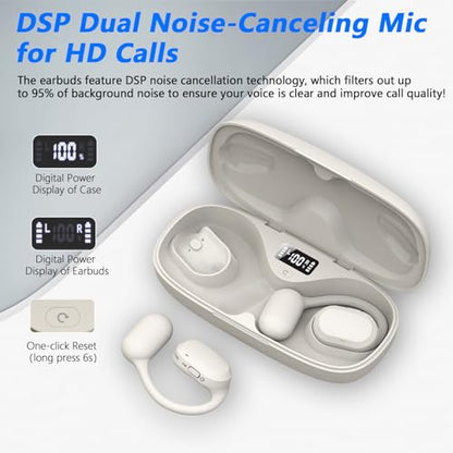 BANIGIPA Open Ear True Wireless Earbuds with Dual Mic for Calling - color: AIR02-Beige