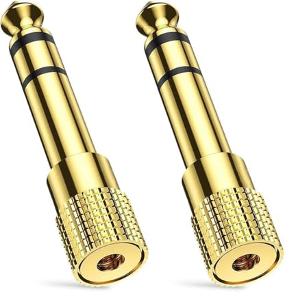 HAZEX Headphone Jack Adapter, 3.5mm to 6.35mm Audio Jack, 3.5 to 6.35 Adapter Gold Plated for Keyboard Digital Piano Amplifier Earphone 2 Pack