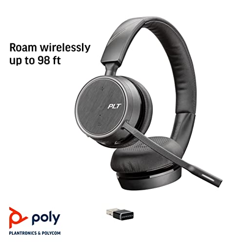 Plantronics - Voyager 4210 UC USB-A with Charge Stand (Poly) - Bluetooth Single-Ear (Monaural) Headset - Connect to PC, Mac, & Desk Phone - Noise Canceling - Works with Teams, Zoom & more