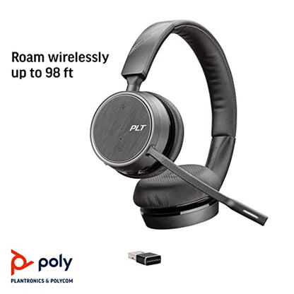 Plantronics - Voyager 4210 UC USB-A with Charge Stand (Poly) - Bluetooth Single-Ear (Monaural) Headset - Connect to PC, Mac, & Desk Phone - Noise Canceling - Works with Teams, Zoom & more