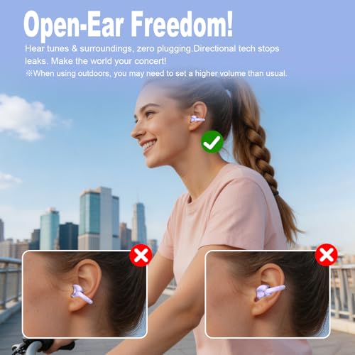 Clip-On Earbuds , Open-Ear Wireless Bluetooth 6.1 Bone conduction Headphones With Digital Display Charging Case, Secure Fit for Small Ears & Glasses Wearers, Sport Earphones, IPX7 Waterproof Ear Buds