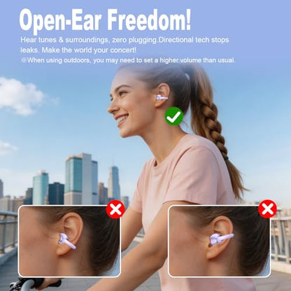 Clip-On Earbuds , Open-Ear Wireless Bluetooth 6.1 Bone conduction Headphones With Digital Display Charging Case, Secure Fit for Small Ears & Glasses Wearers, Sport Earphones, IPX7 Waterproof Ear Buds