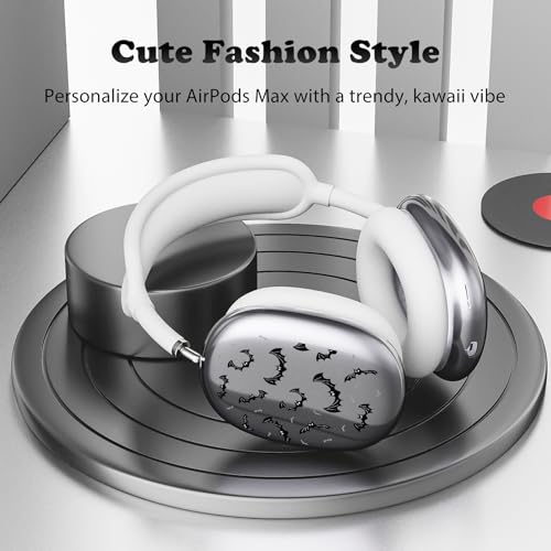 for AirPods Max Headphones Halloween Ear Covers for AirPods Max 2 | Cool Bat Clear Ear Cups Cover | White Silicone Ear Pad Case Headband Cover for Apple AirPods Max 2/1 (2026/2024/2020) - color: Bat B/White