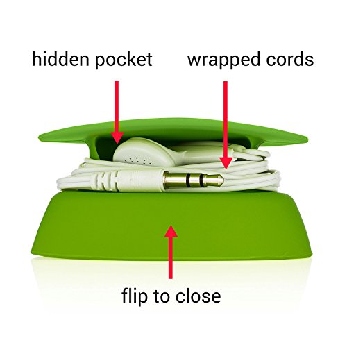 Budley - Tangle-Free Earphone/Earbud Case, Compact Storage System, Silicone (Lime, Set of 1) - color: Lime