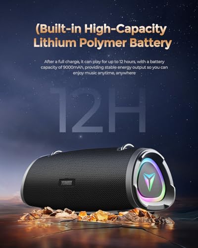 YEAHBOX P100 100W Portable Bluetooth Speaker, Outdoor Speaker, RGB - color: Black